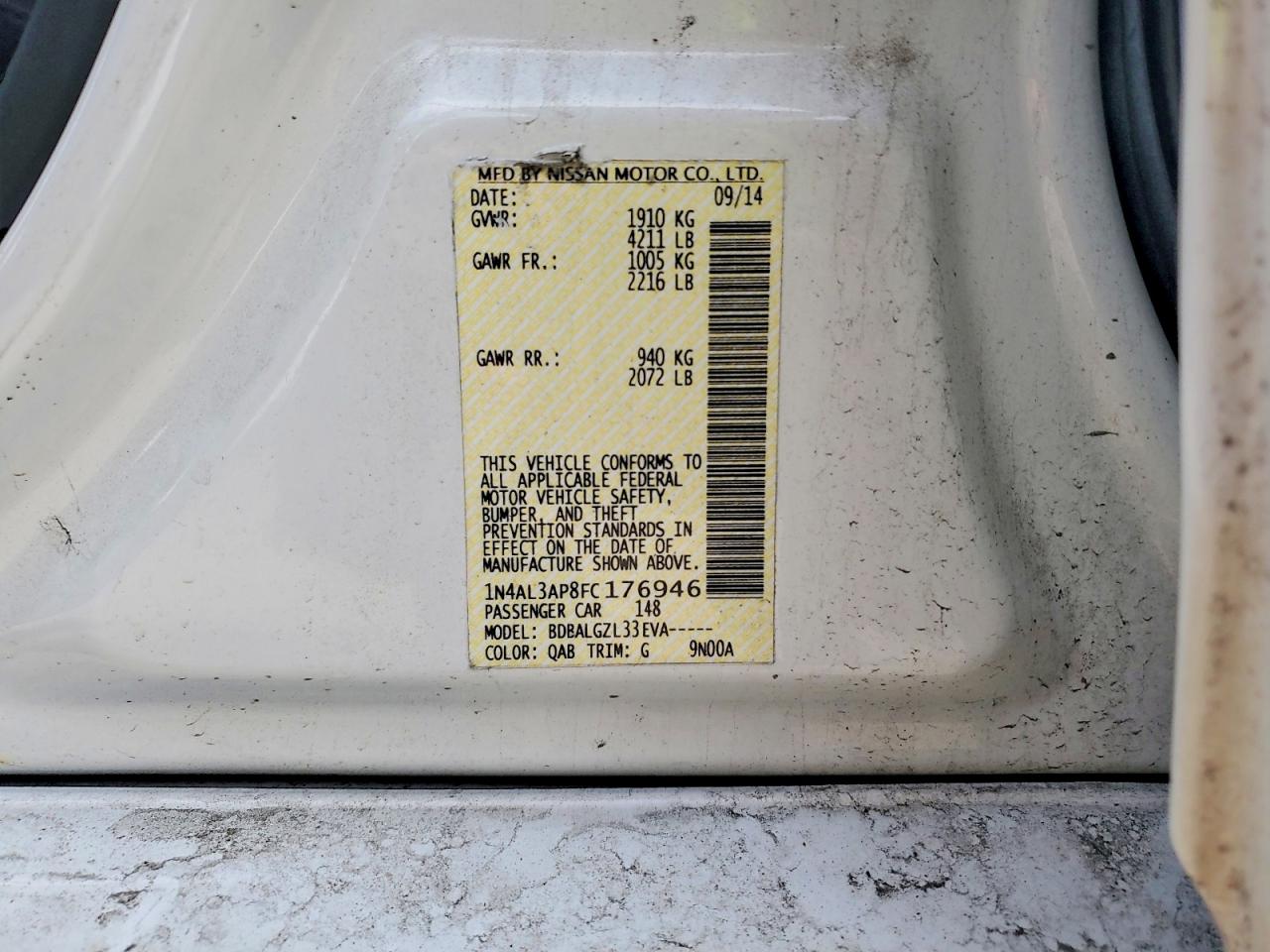 2015 NISSAN ALTIMA