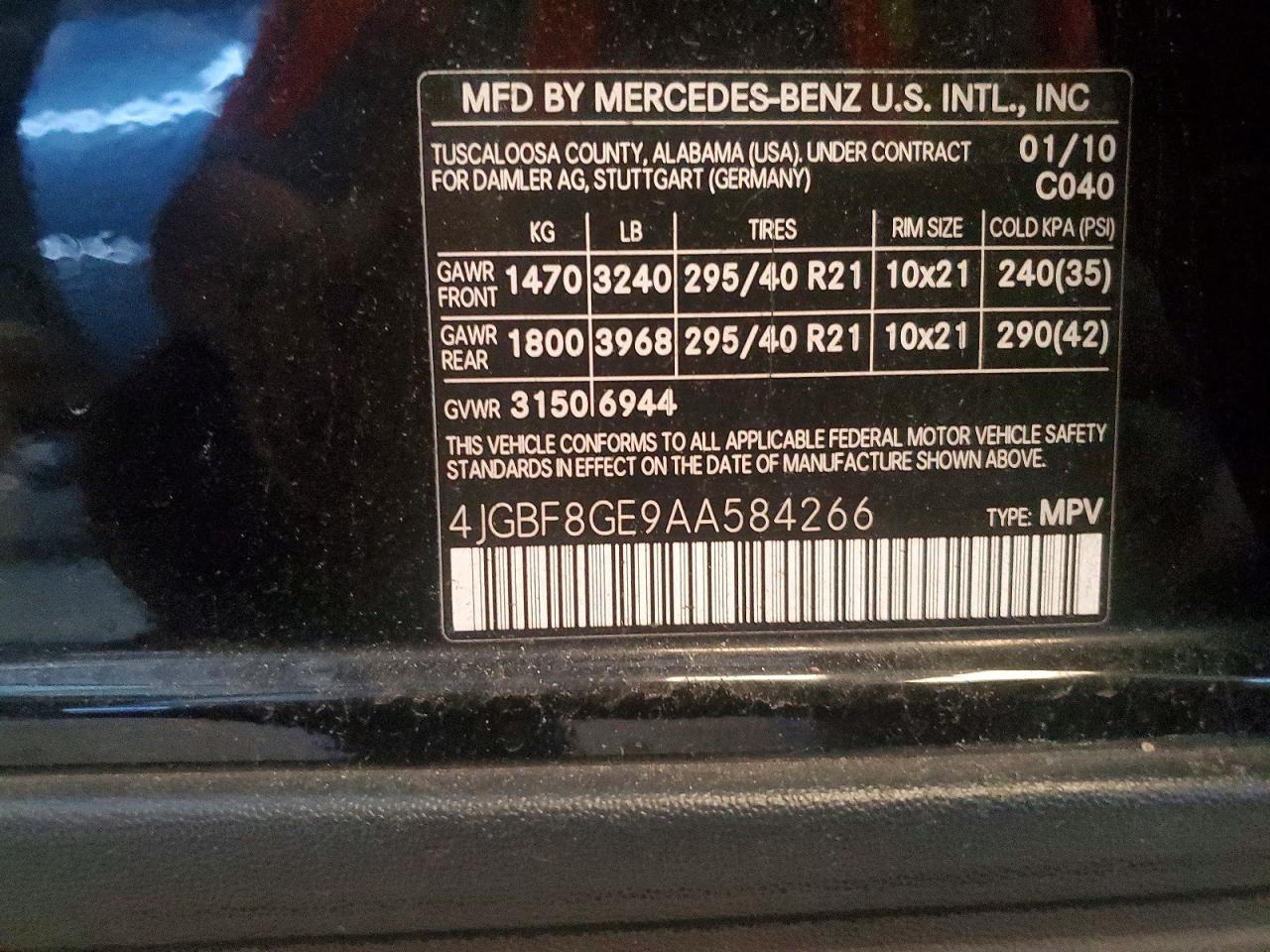 2010 MERCEDES-BENZ GL 550 4MA