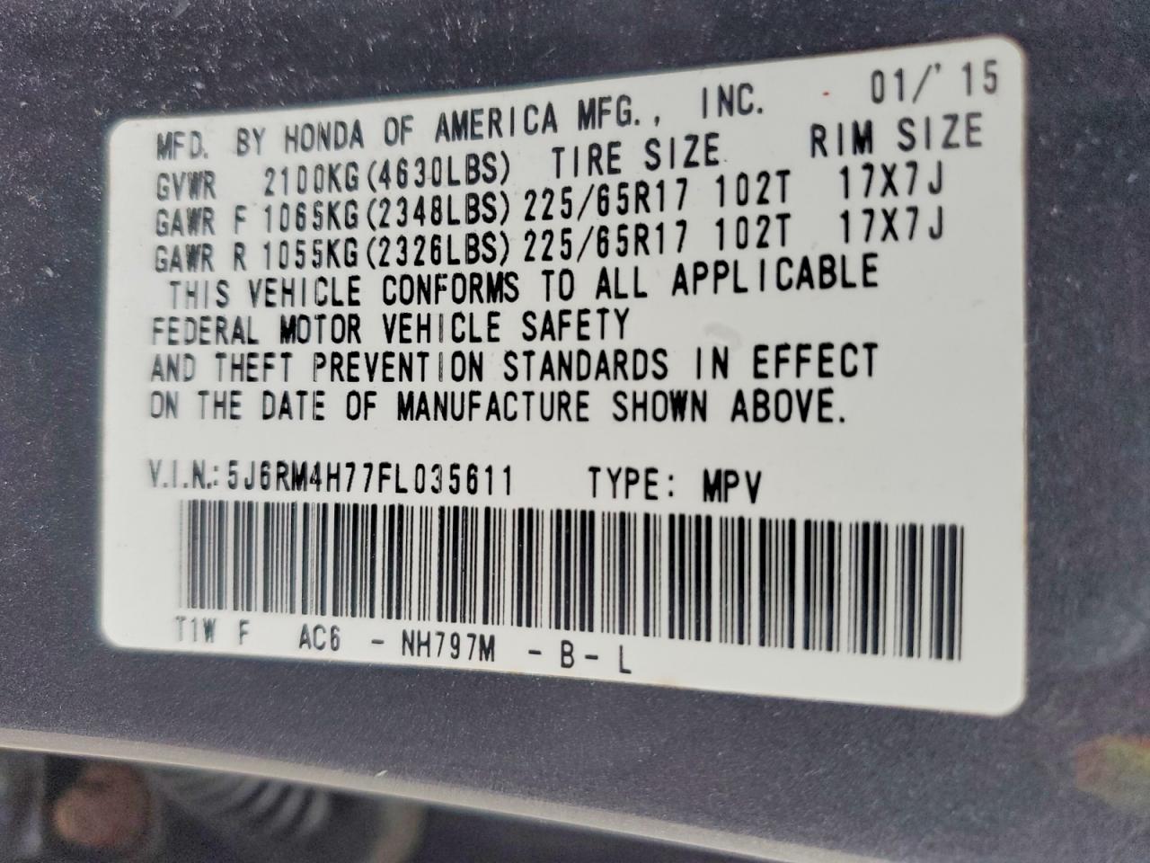 2015 HONDA CRV