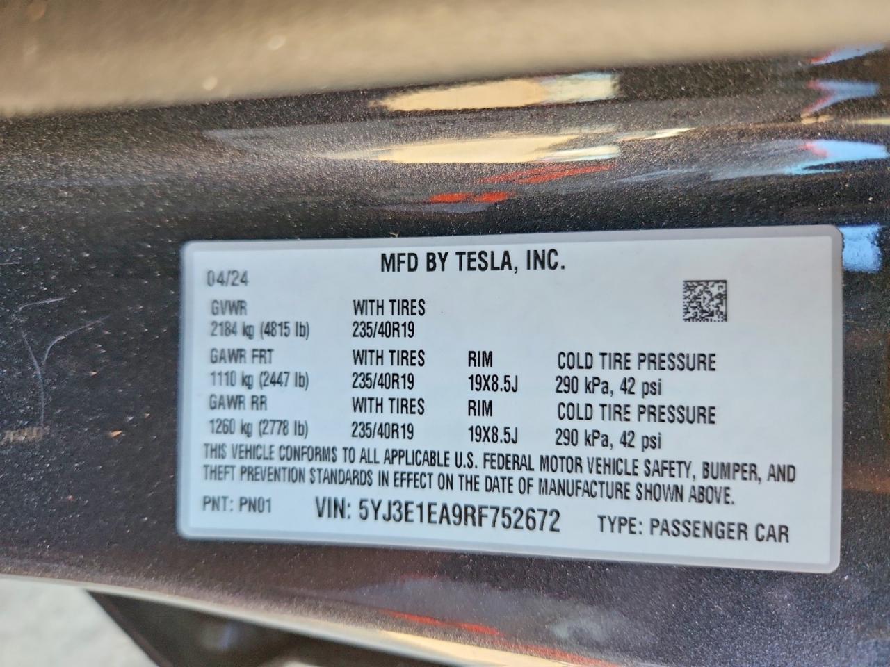 2024 TESLA MODEL 3