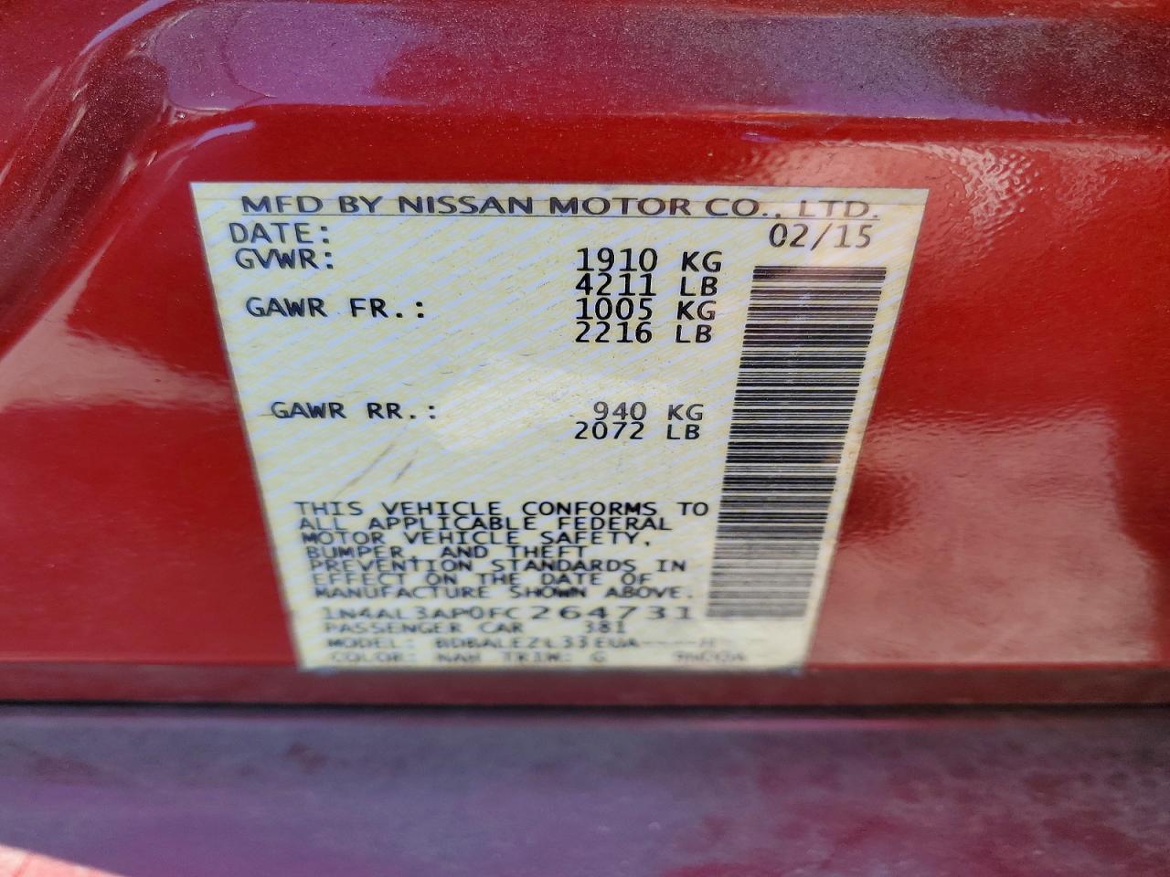 2015 NISSAN ALTIMA