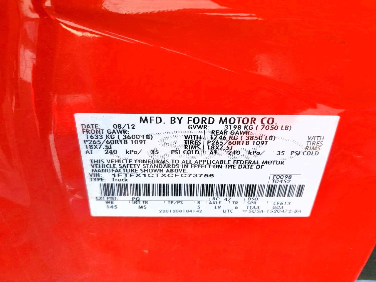 2012 FORD F150