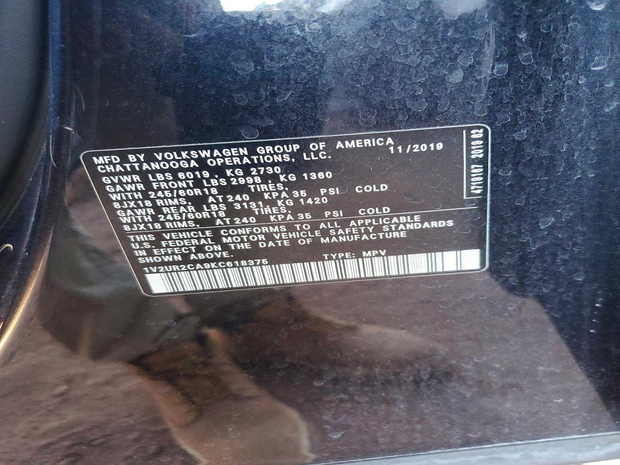 2019 VOLKSWAGEN ATLAS