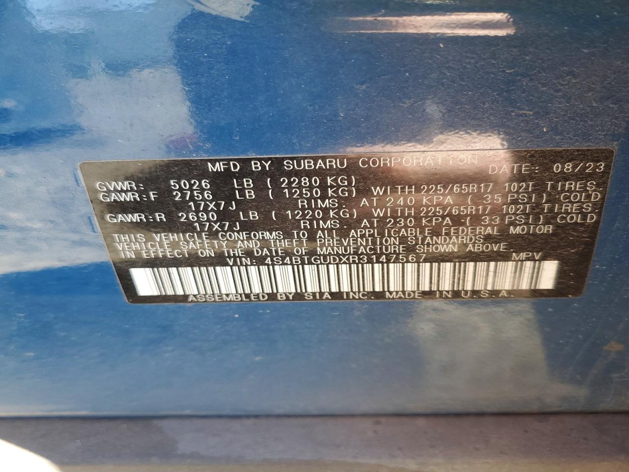2024 SUBARU OUTBACK WI