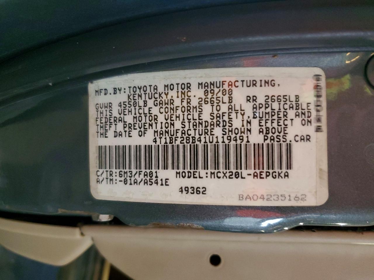 2001 TOYOTA AVALON
