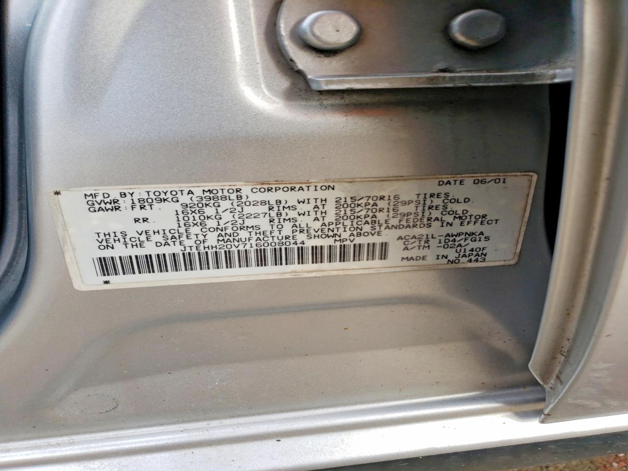 2001 TOYOTA RAV4