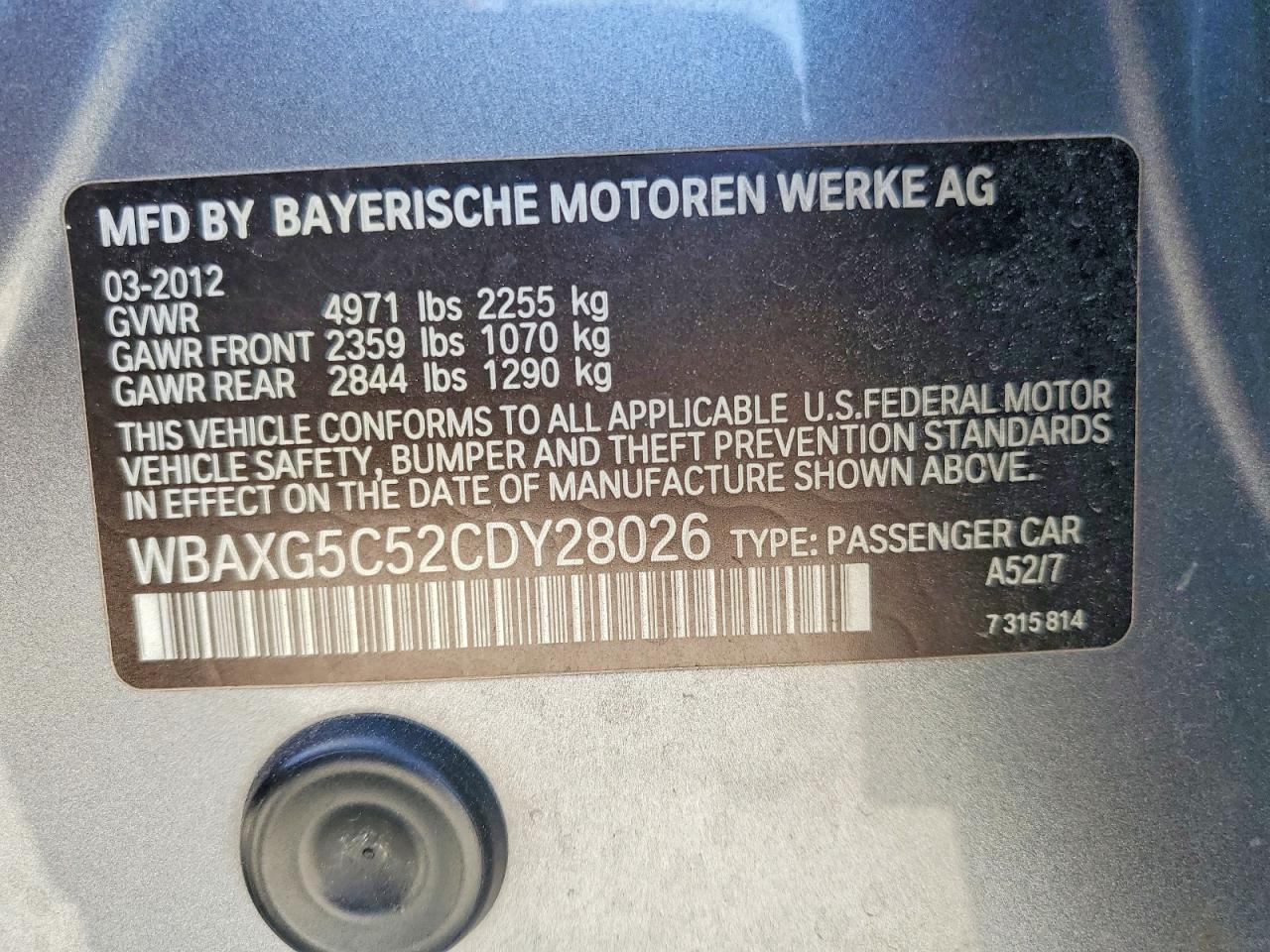 2012 BMW 5 SERIES