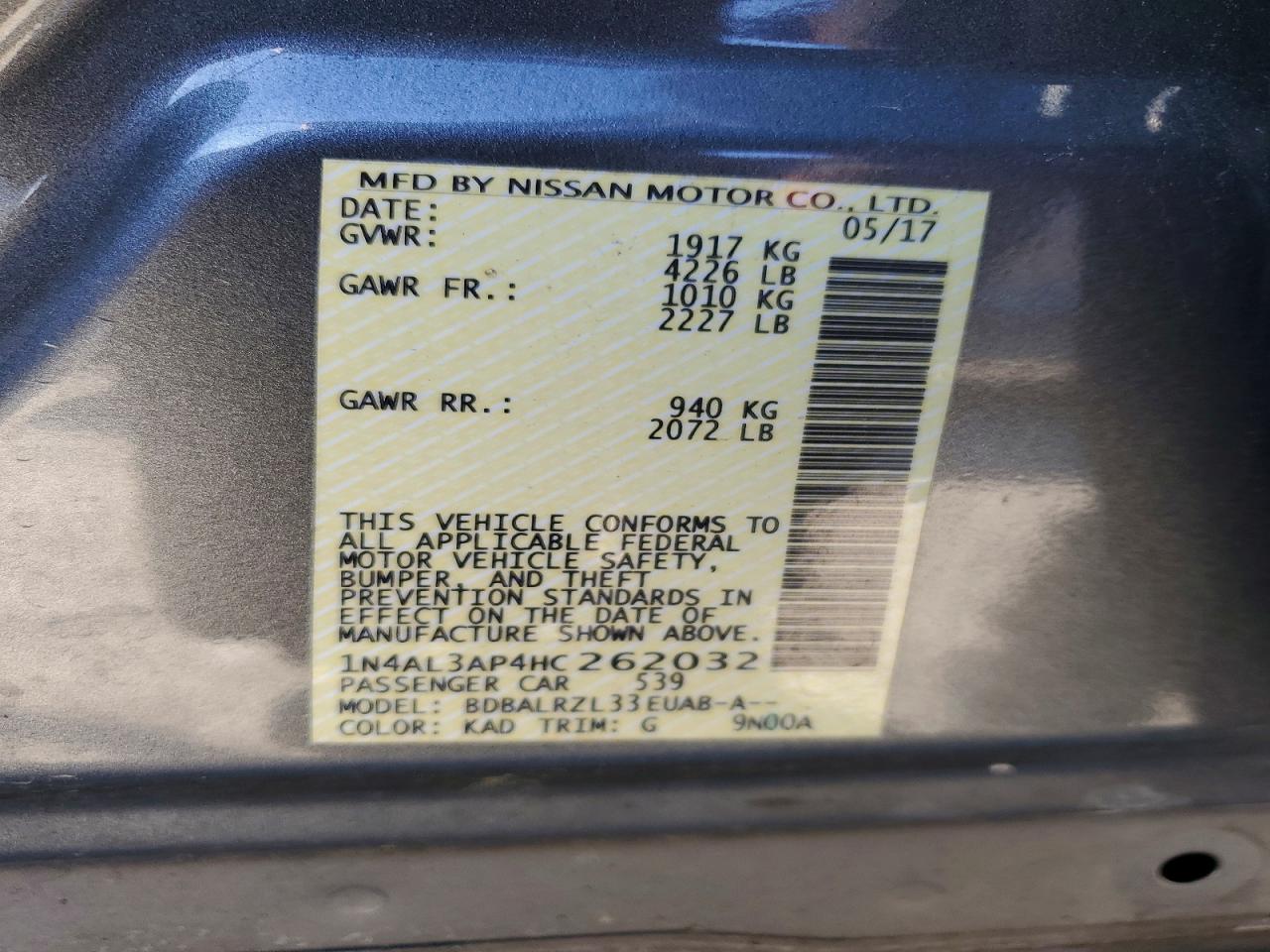 2017 NISSAN ALTIMA