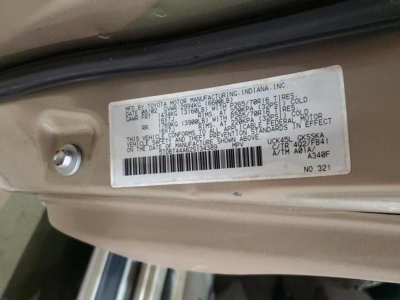 2002 TOYOTA SEQUOIA