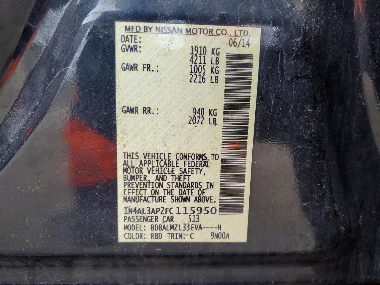 2015 NISSAN ALTIMA