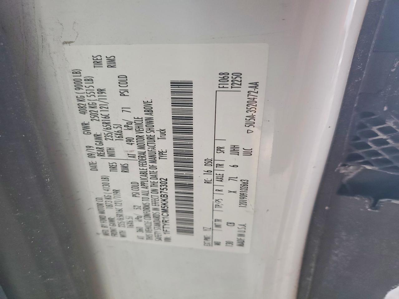 2019 FORD TRANSIT
