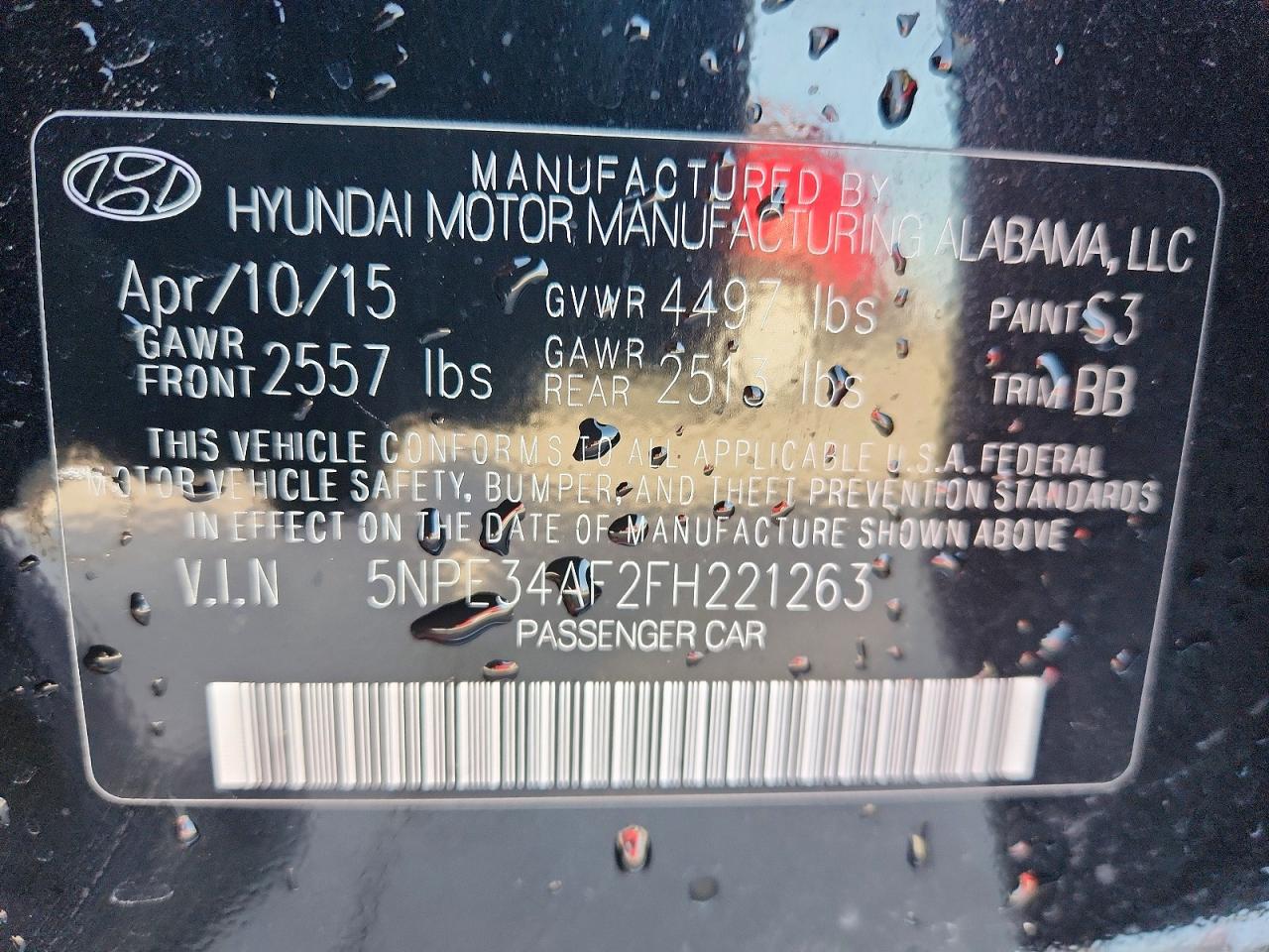 2015 HYUNDAI SONATA