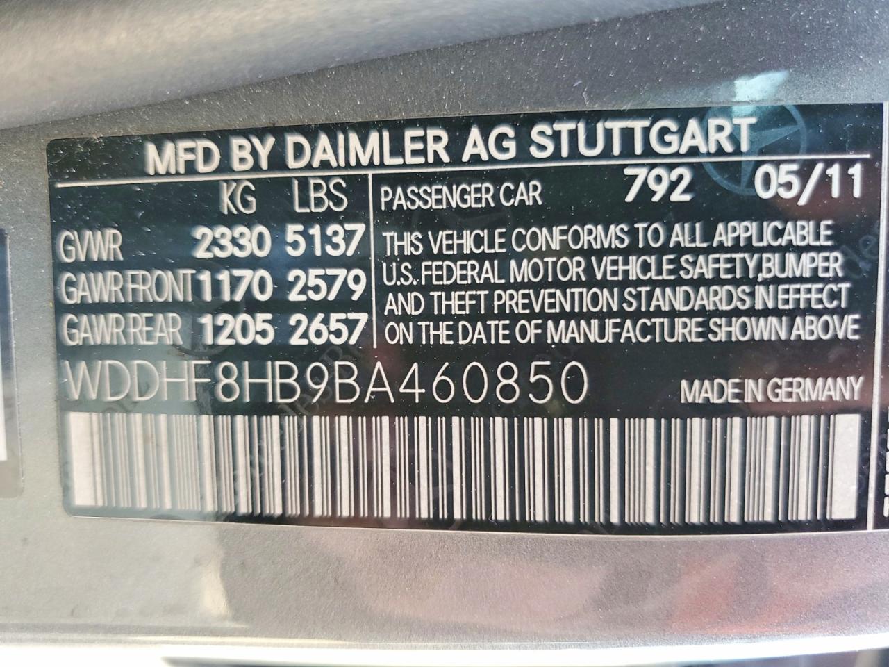 2011 MERCEDES-BENZ E-CLASS