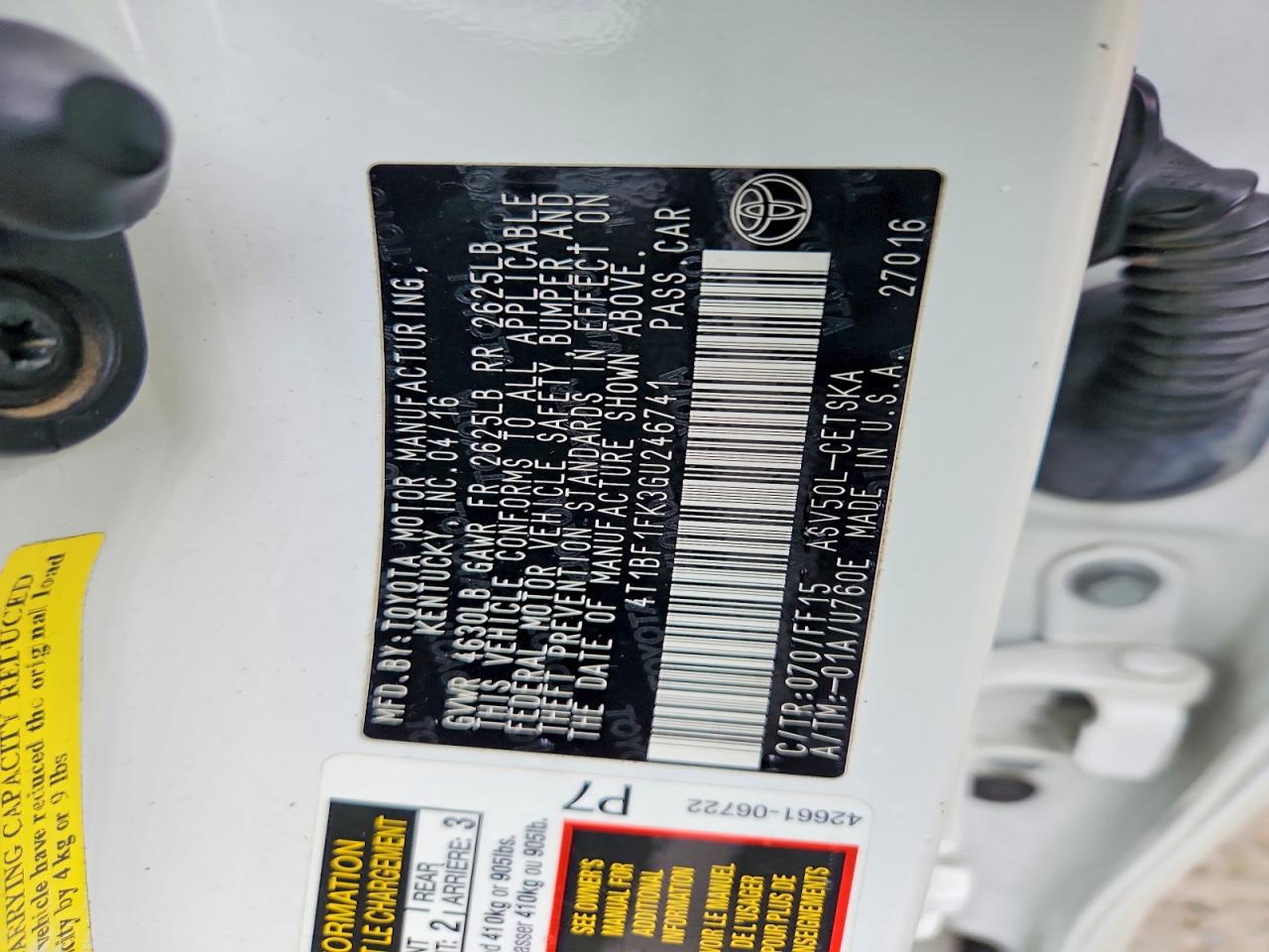 2016 TOYOTA CAMRY