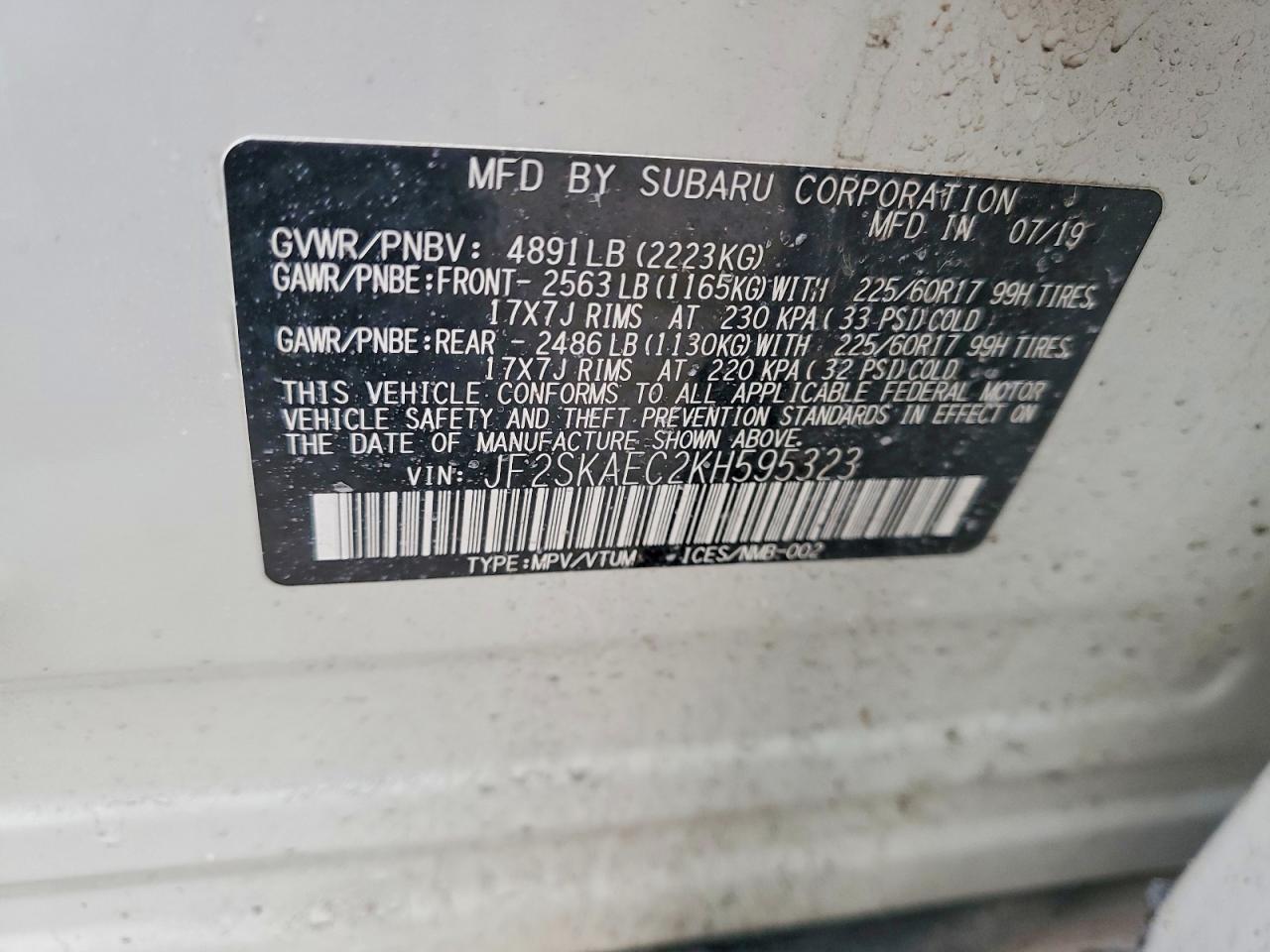 2019 SUBARU FORESTER