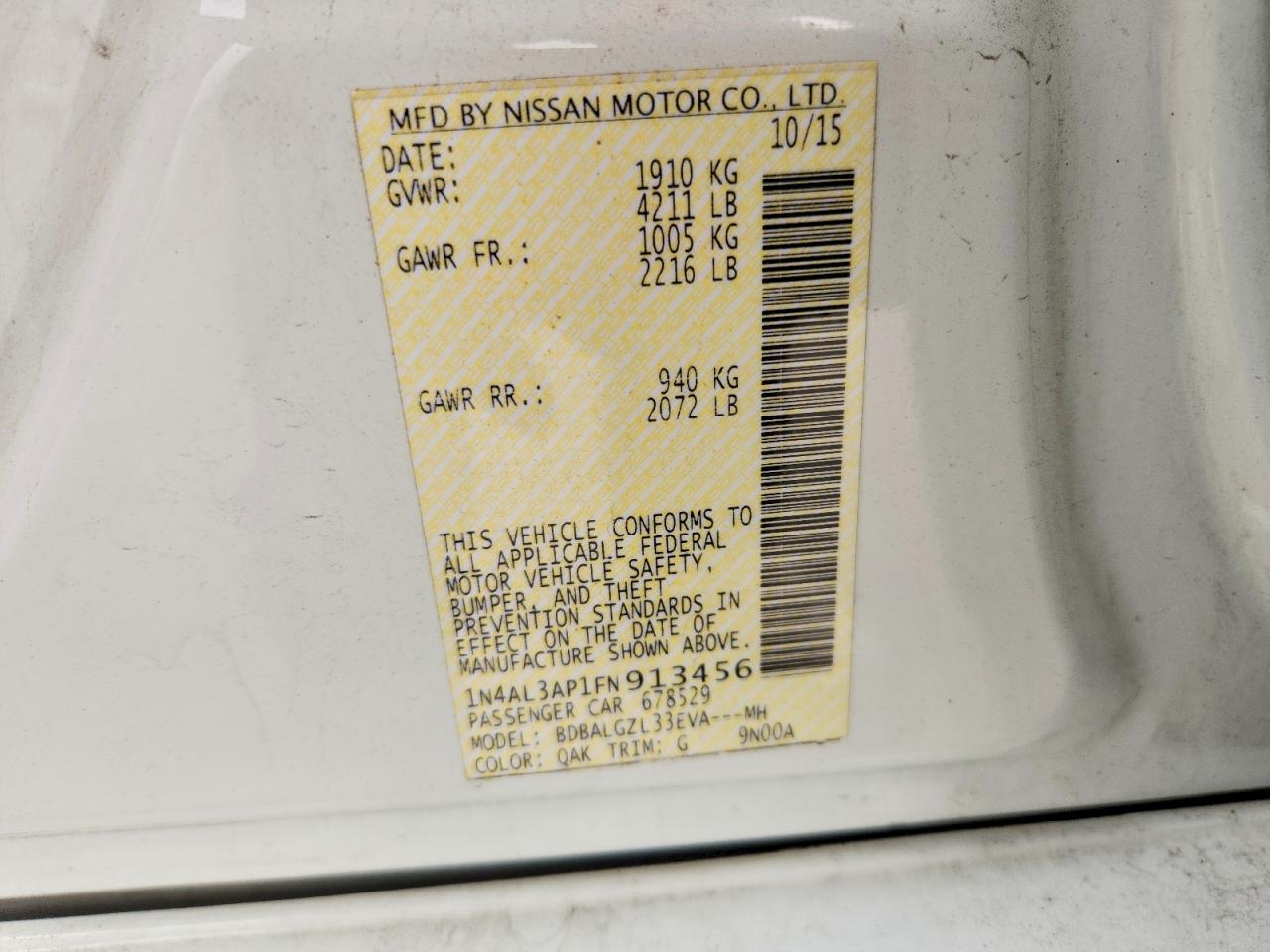 2015 NISSAN ALTIMA