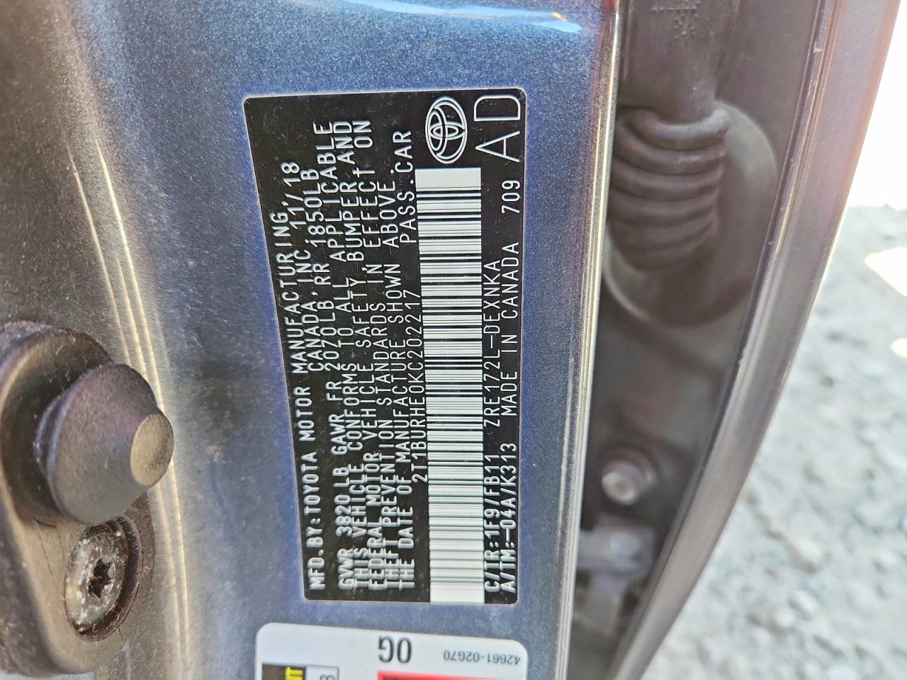 2019 TOYOTA COROLLA