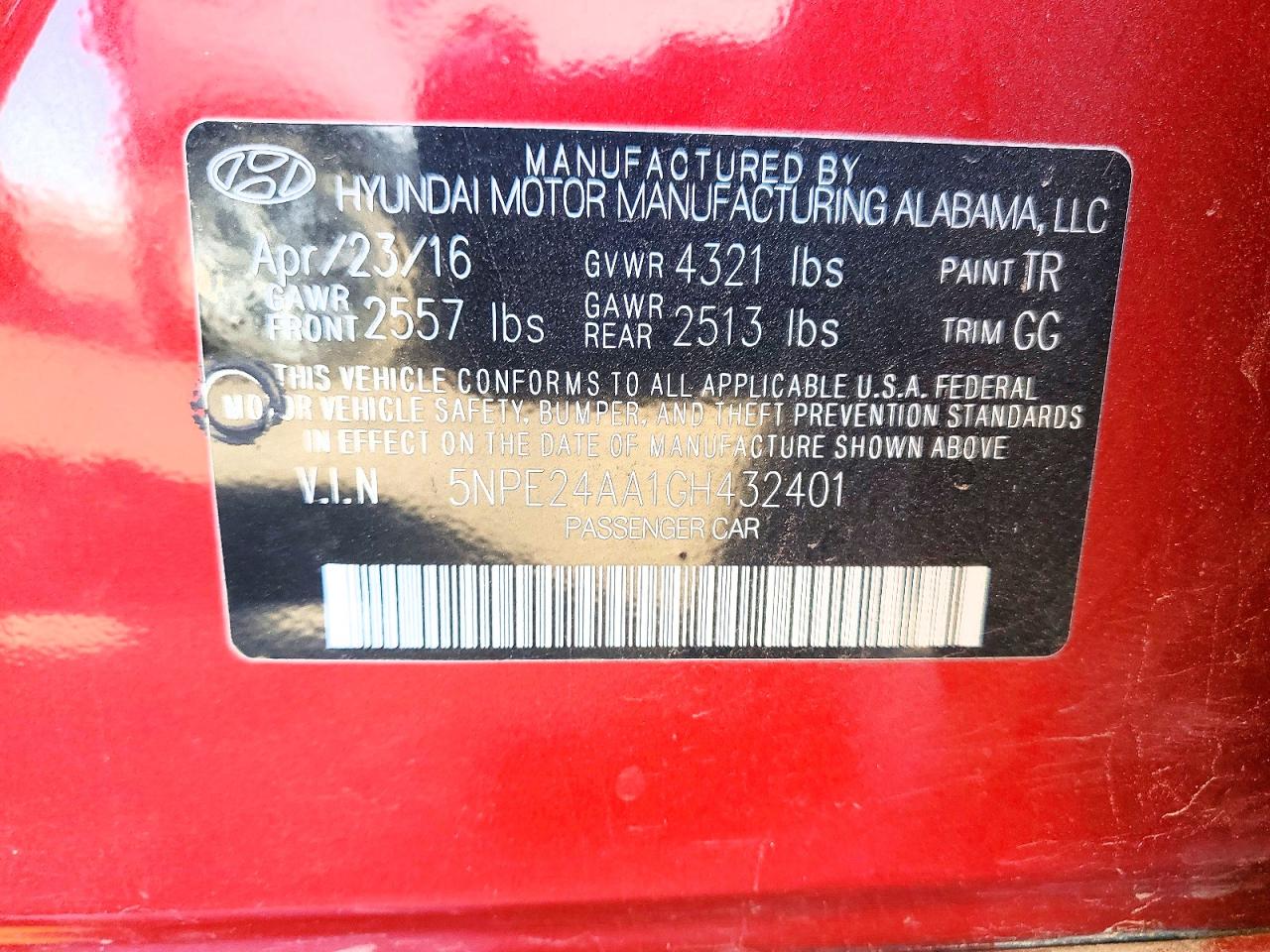 2016 HYUNDAI SONATA