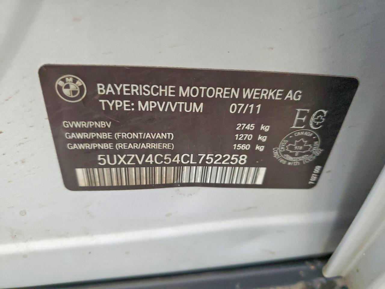 2012 BMW TRUCK/VAN X5 35I 4DR