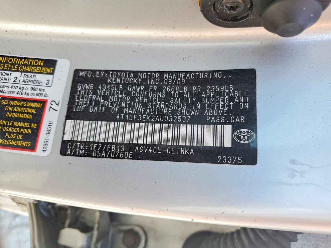 2010 TOYOTA CAMRY