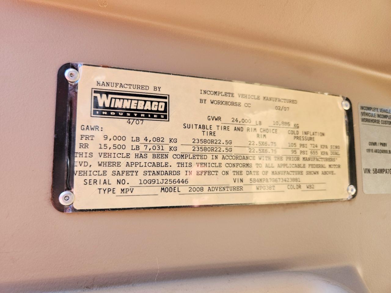 2008 WINNEBAGO ALL OTHER