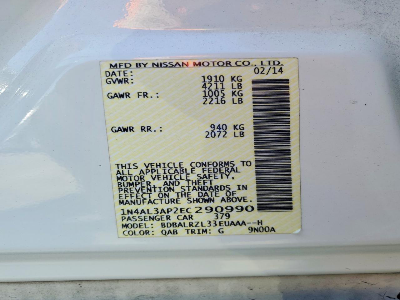2014 NISSAN ALTIMA