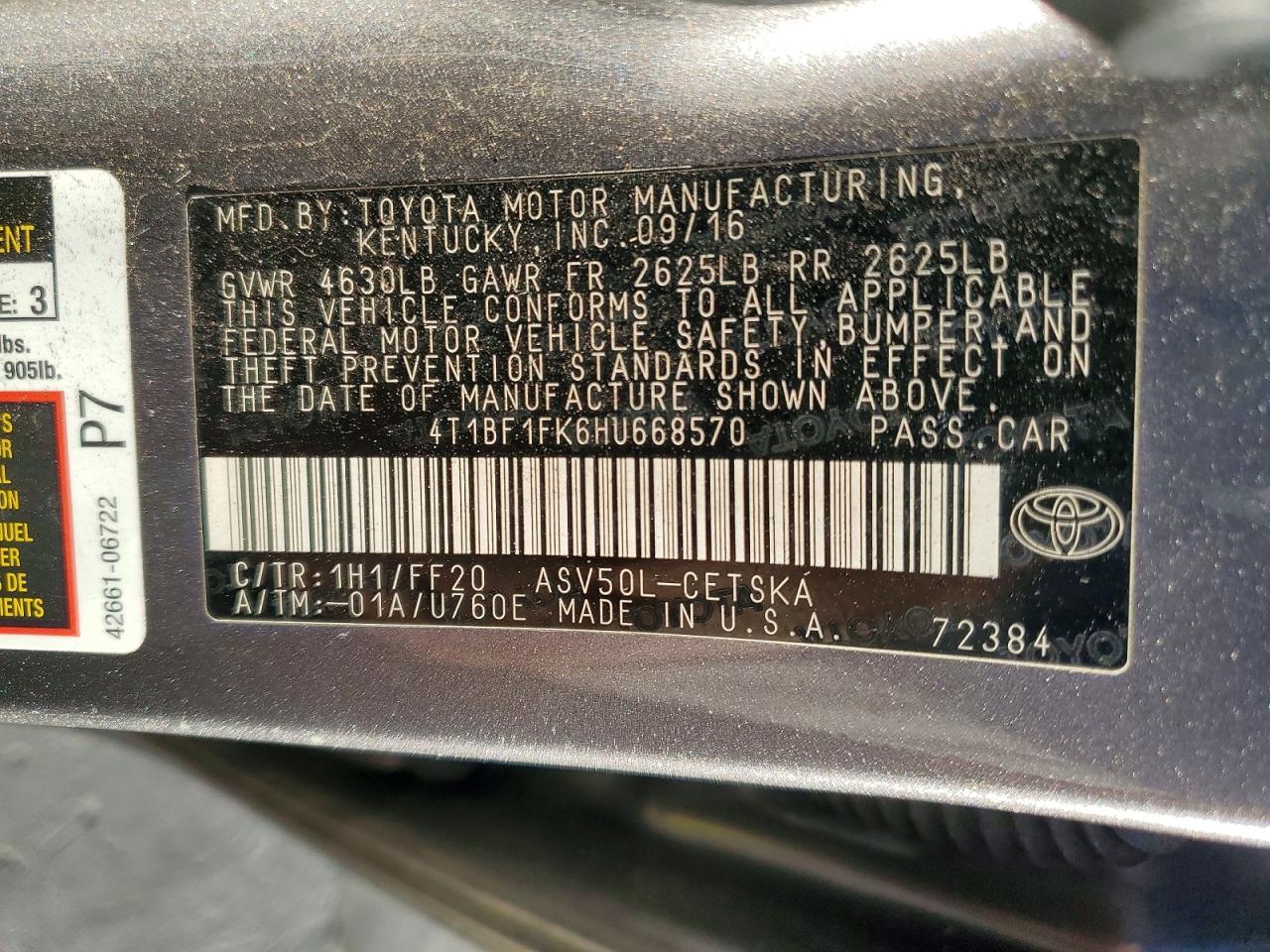 2017 TOYOTA CAMRY