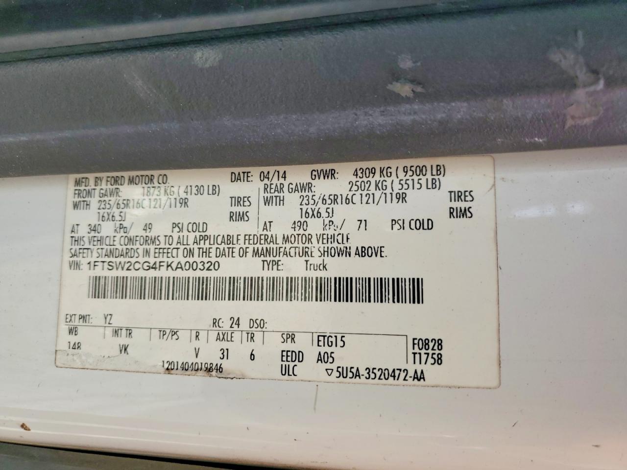 2015 FORD TRANSIT