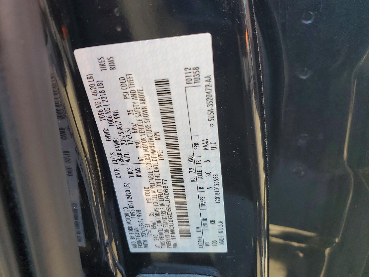 2019 FORD ESCAPE