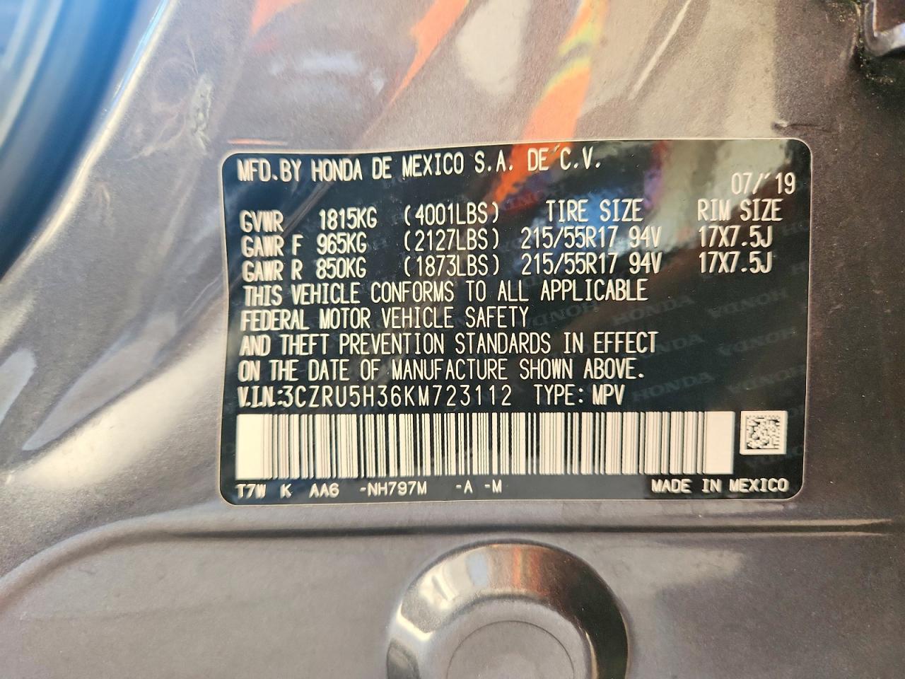 2019 HONDA HR-V