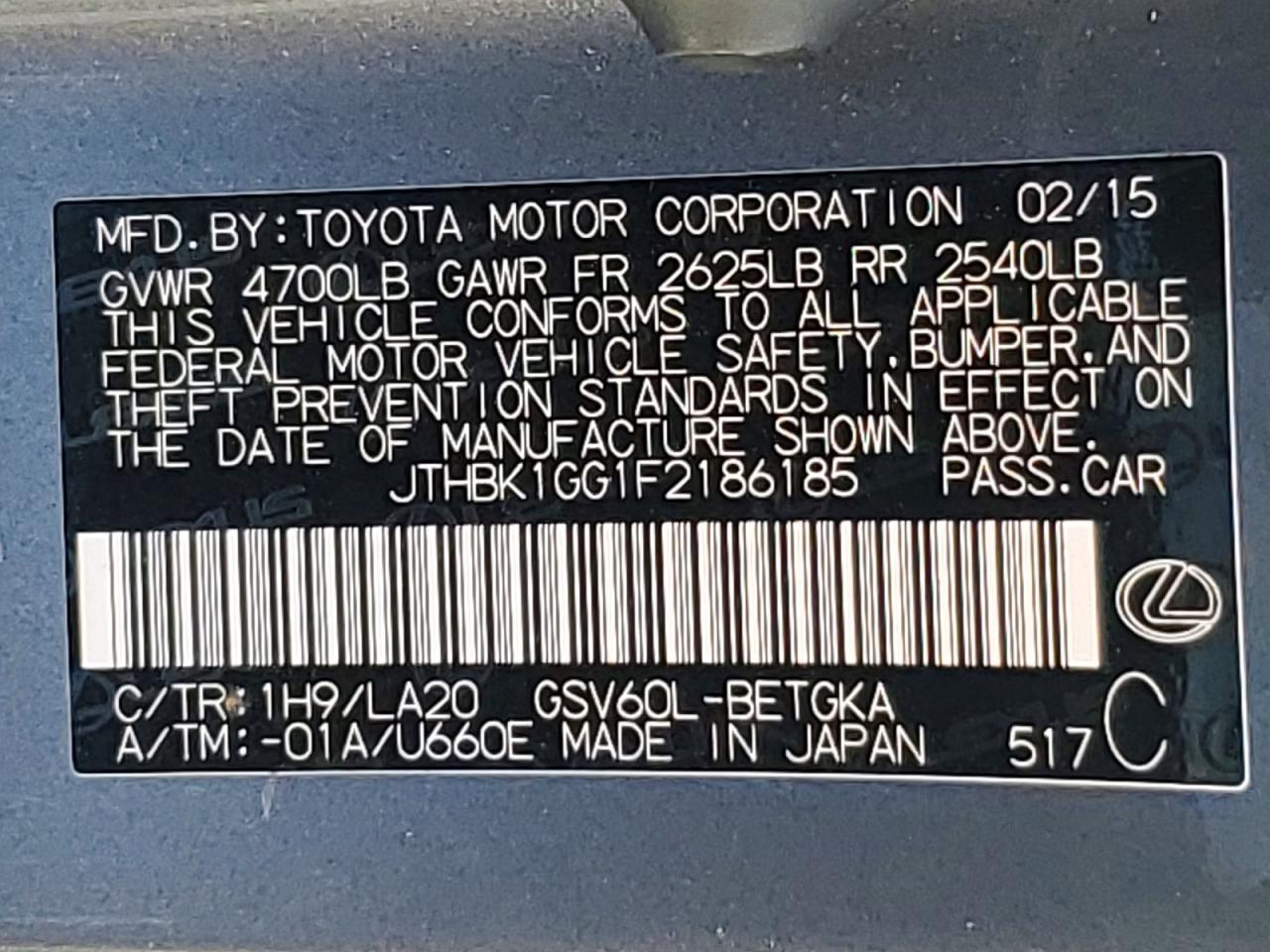 2015 LEXUS ES350