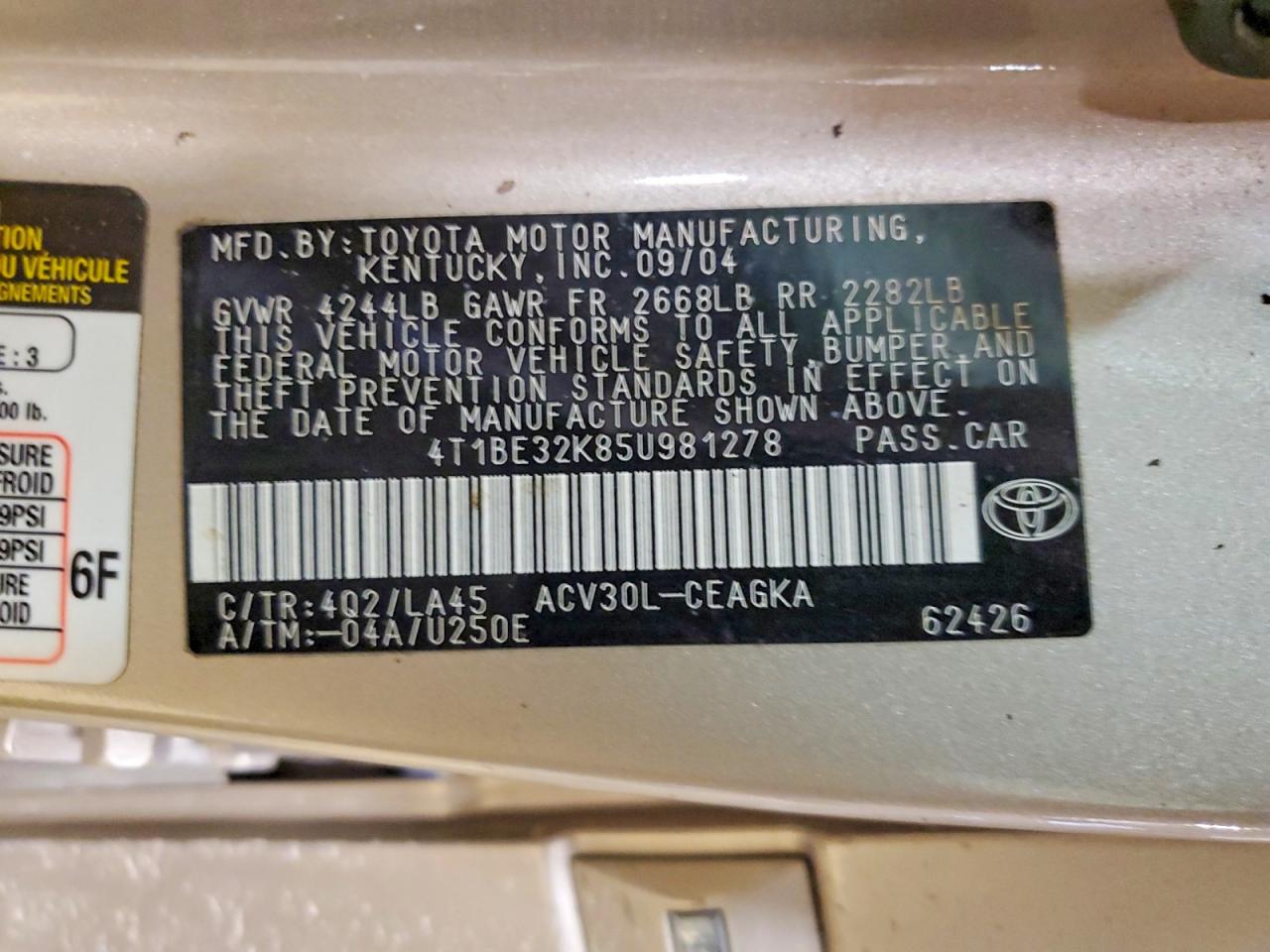 2005 TOYOTA CAMRY