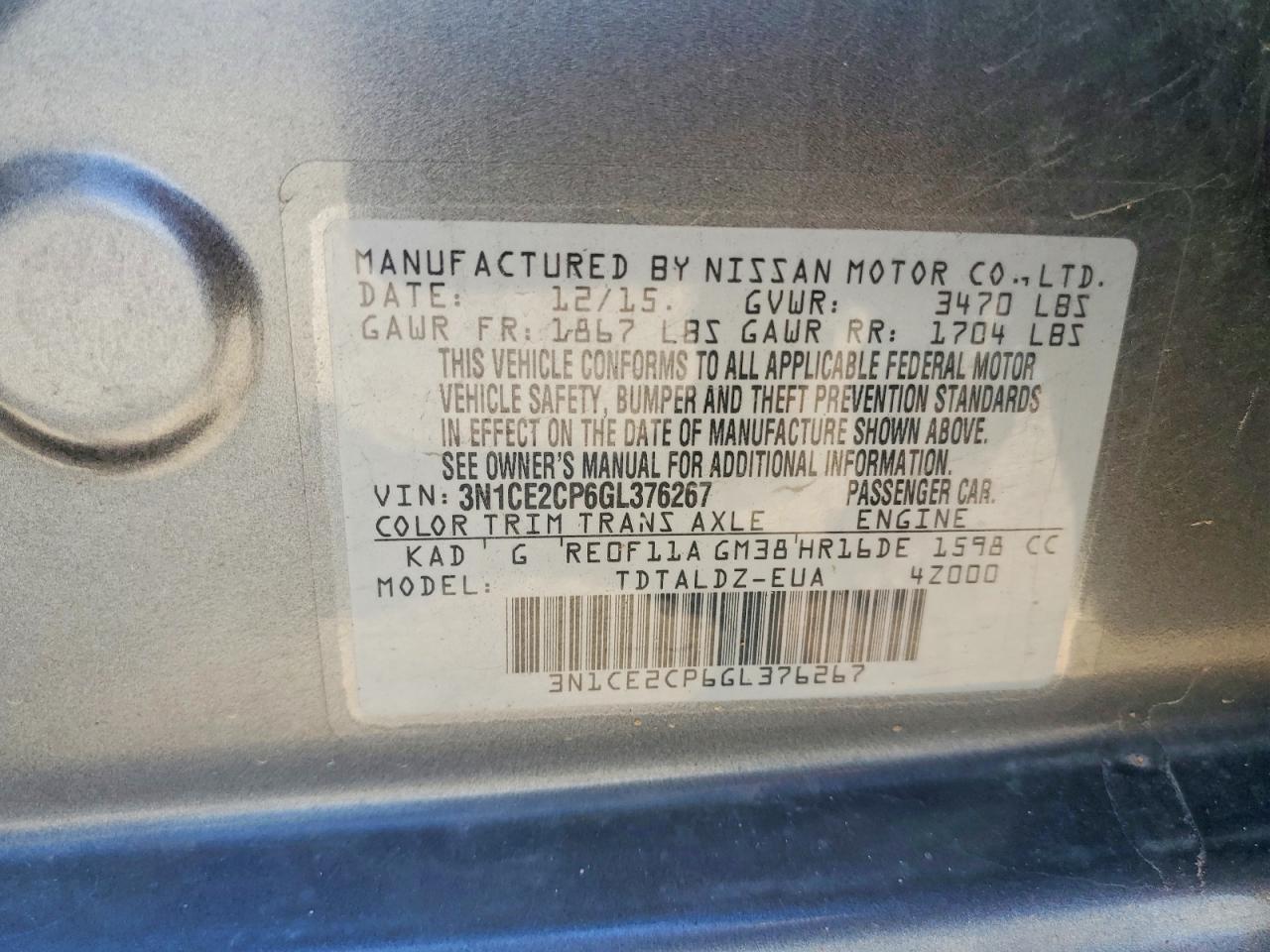 2016 NISSAN VERSA