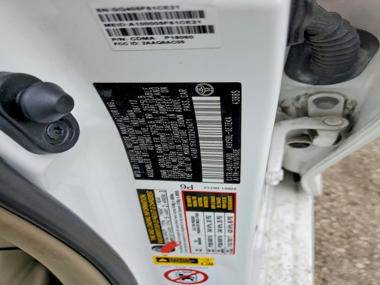 2012 TOYOTA CAMRY