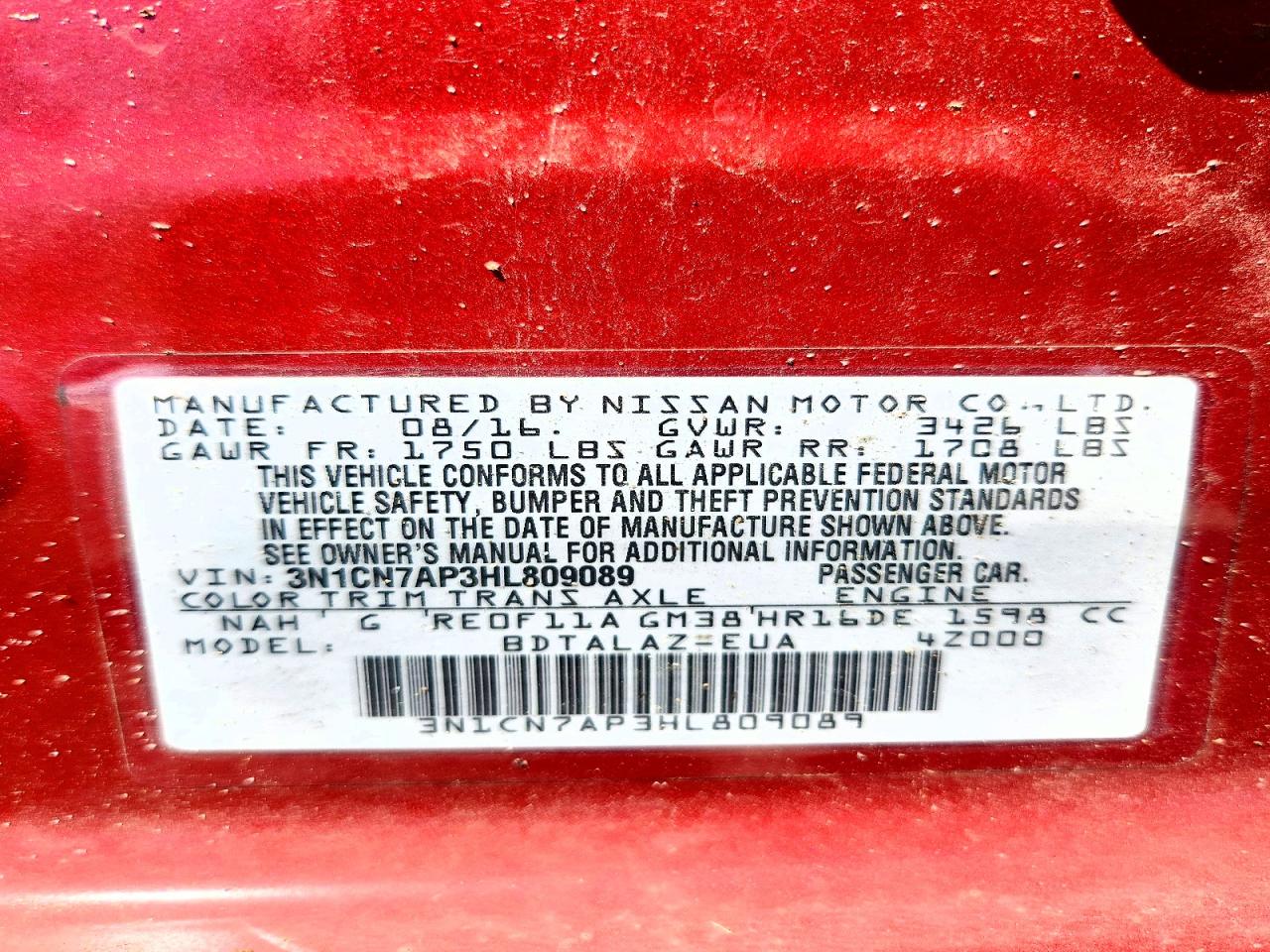 2017 NISSAN VERSA