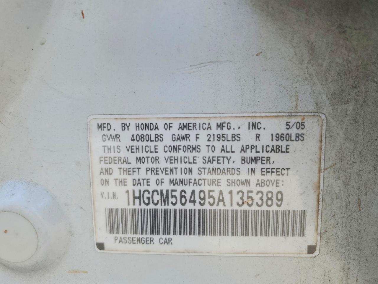 2005 HONDA ACCORD
