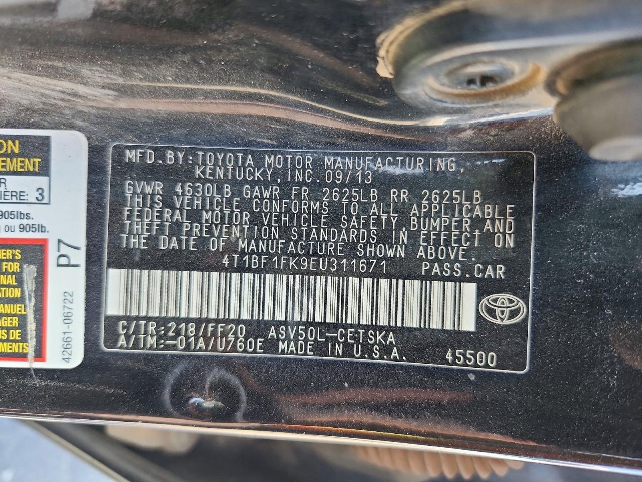 2014 TOYOTA CAMRY