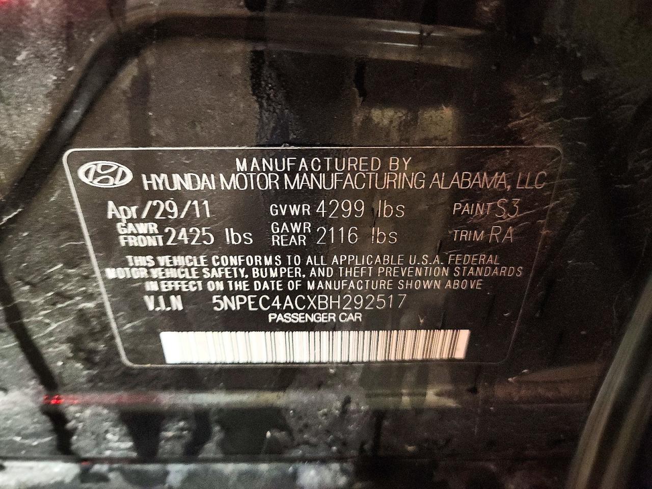 2011 HYUNDAI SONATA