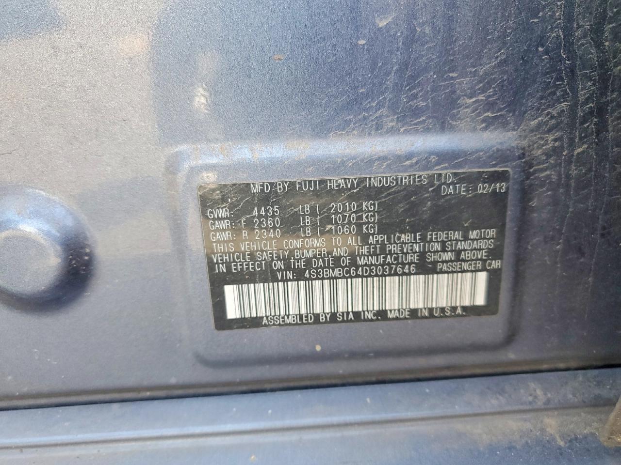 2013 SUBARU LEGACY