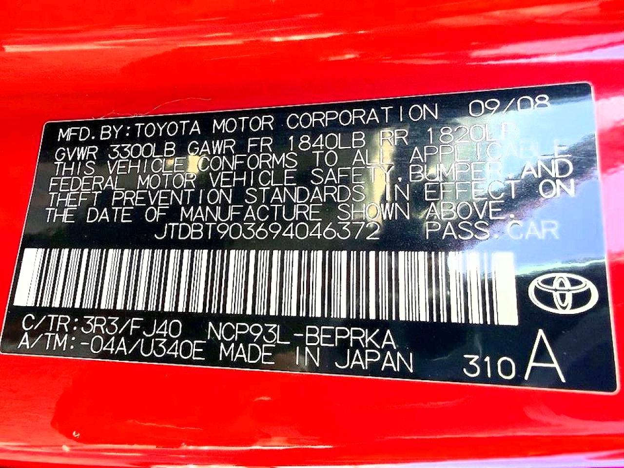 2009 TOYOTA YARIS