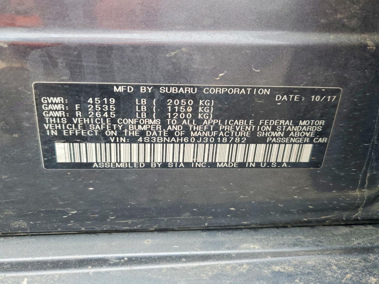 2018 SUBARU LEGACY