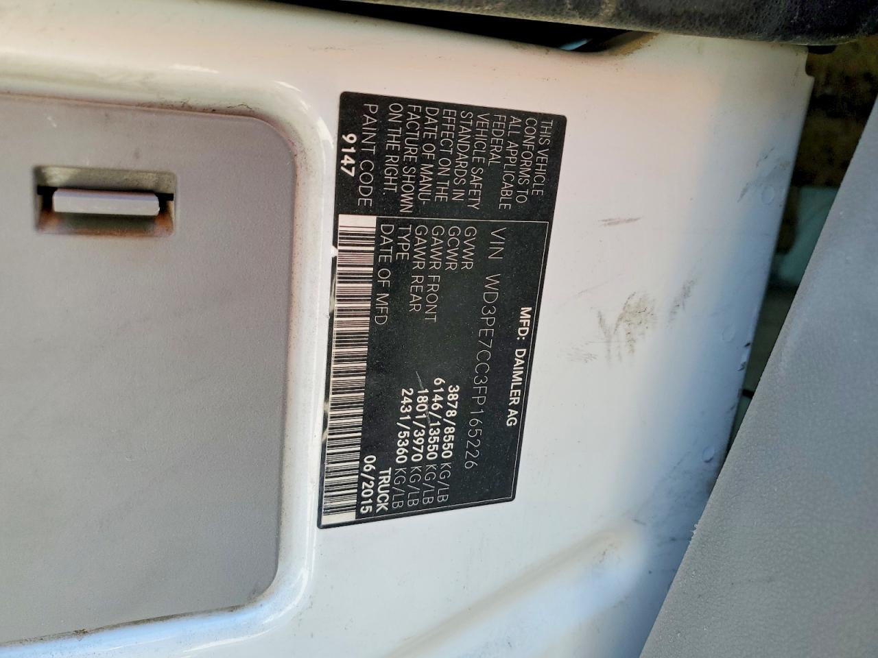 2015 MERCEDES BENZ SPRINTER