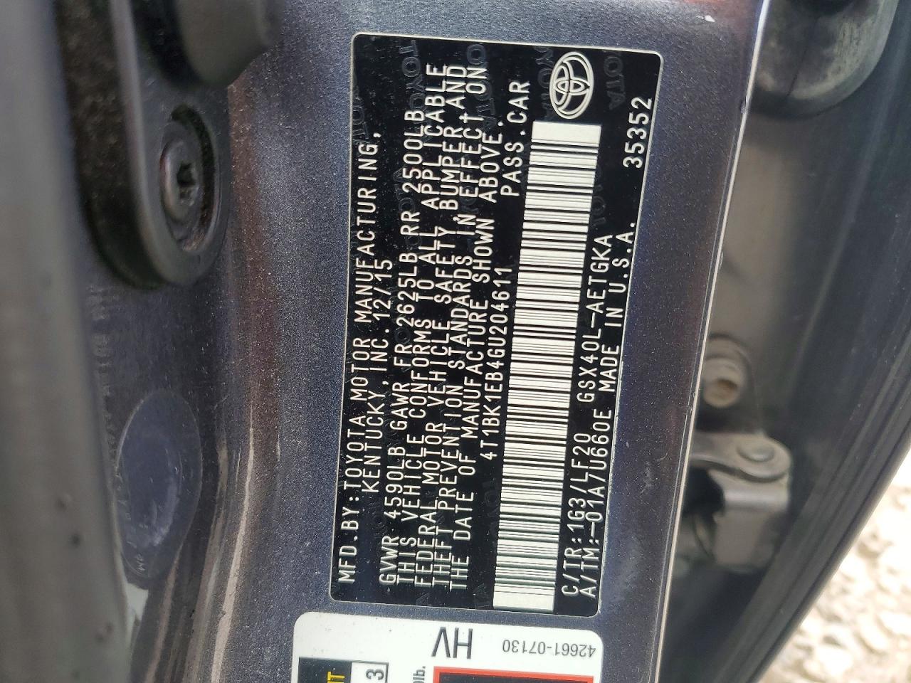 2016 TOYOTA AVALON