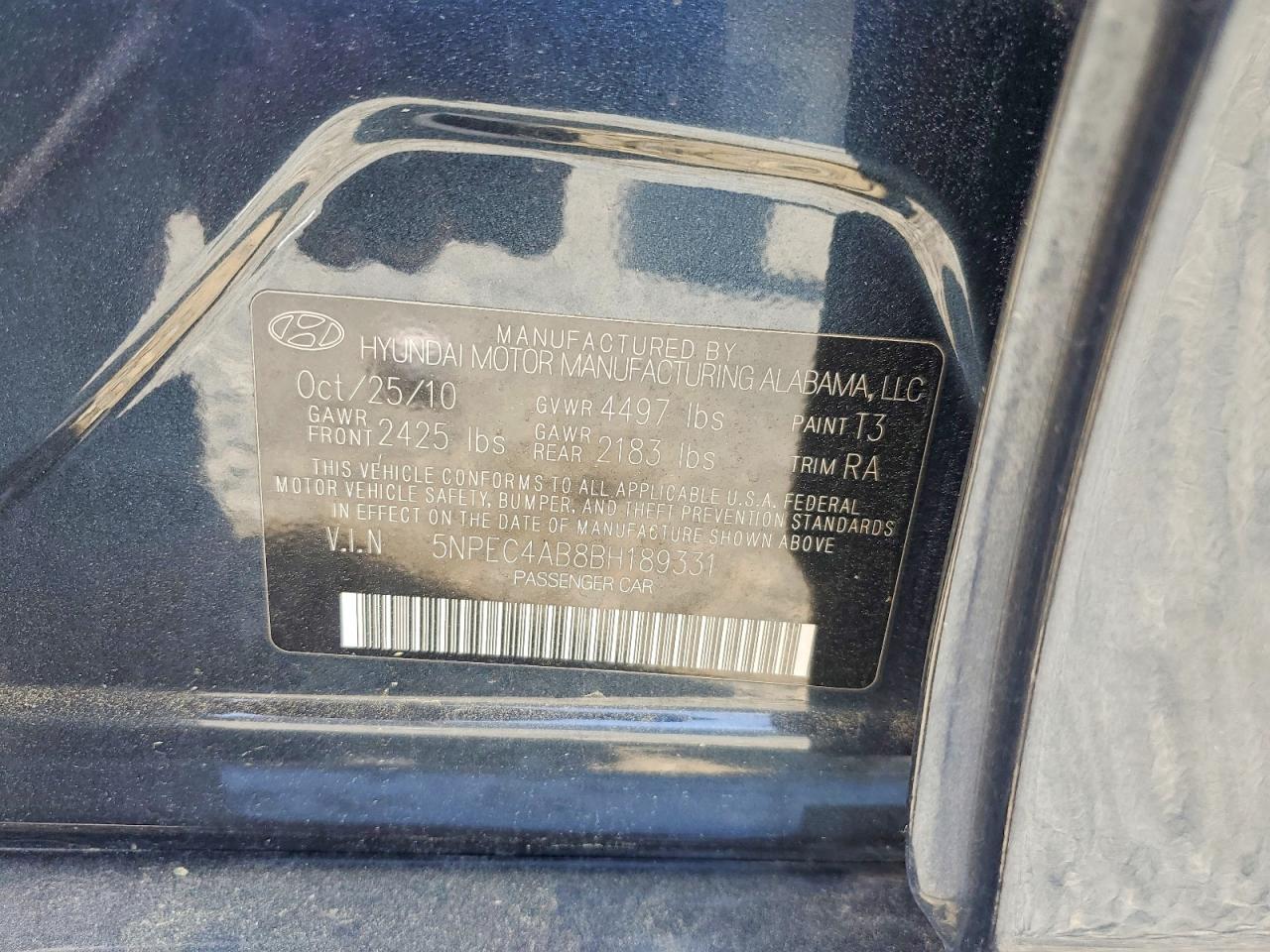 2011 HYUNDAI SONATA
