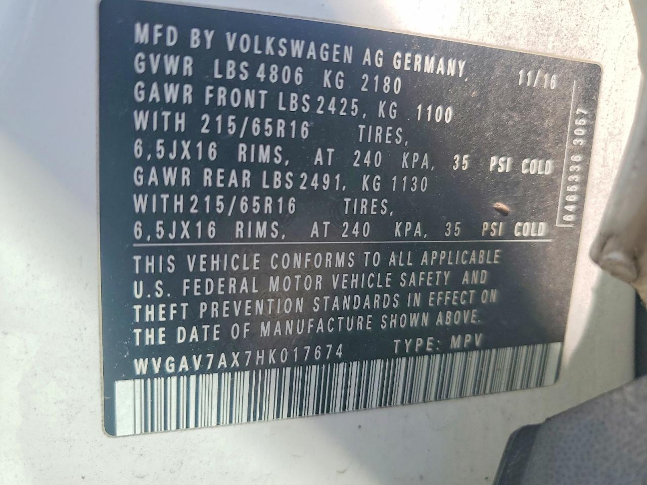 2017 VOLKSWAGEN TIGUAN