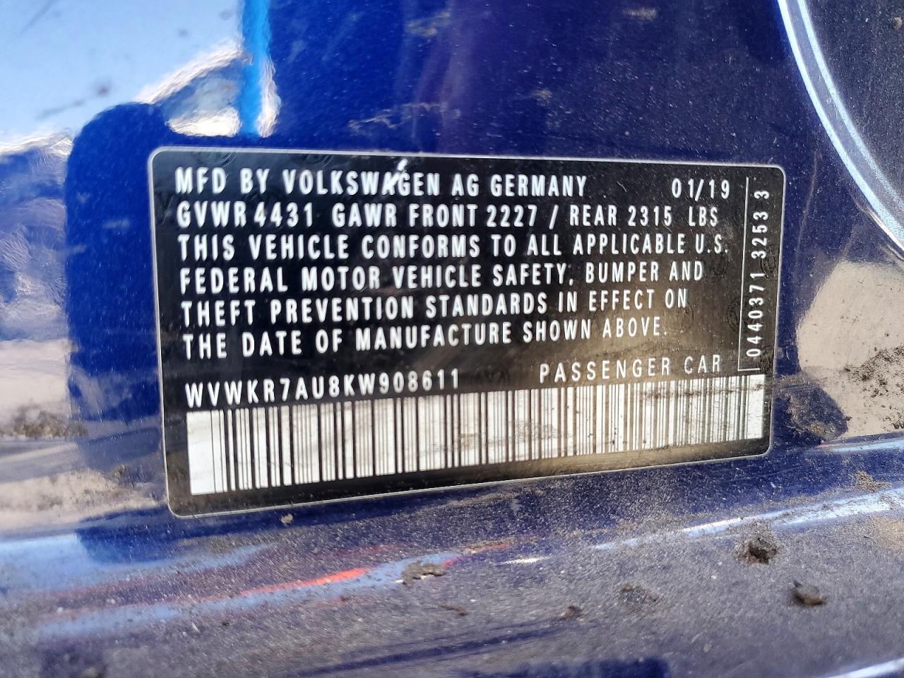 2019 VOLKSWAGEN GOLF
