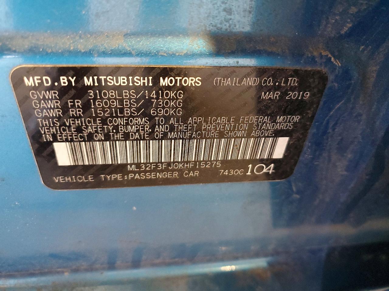 2019 MITSUBISHI MIRAGE