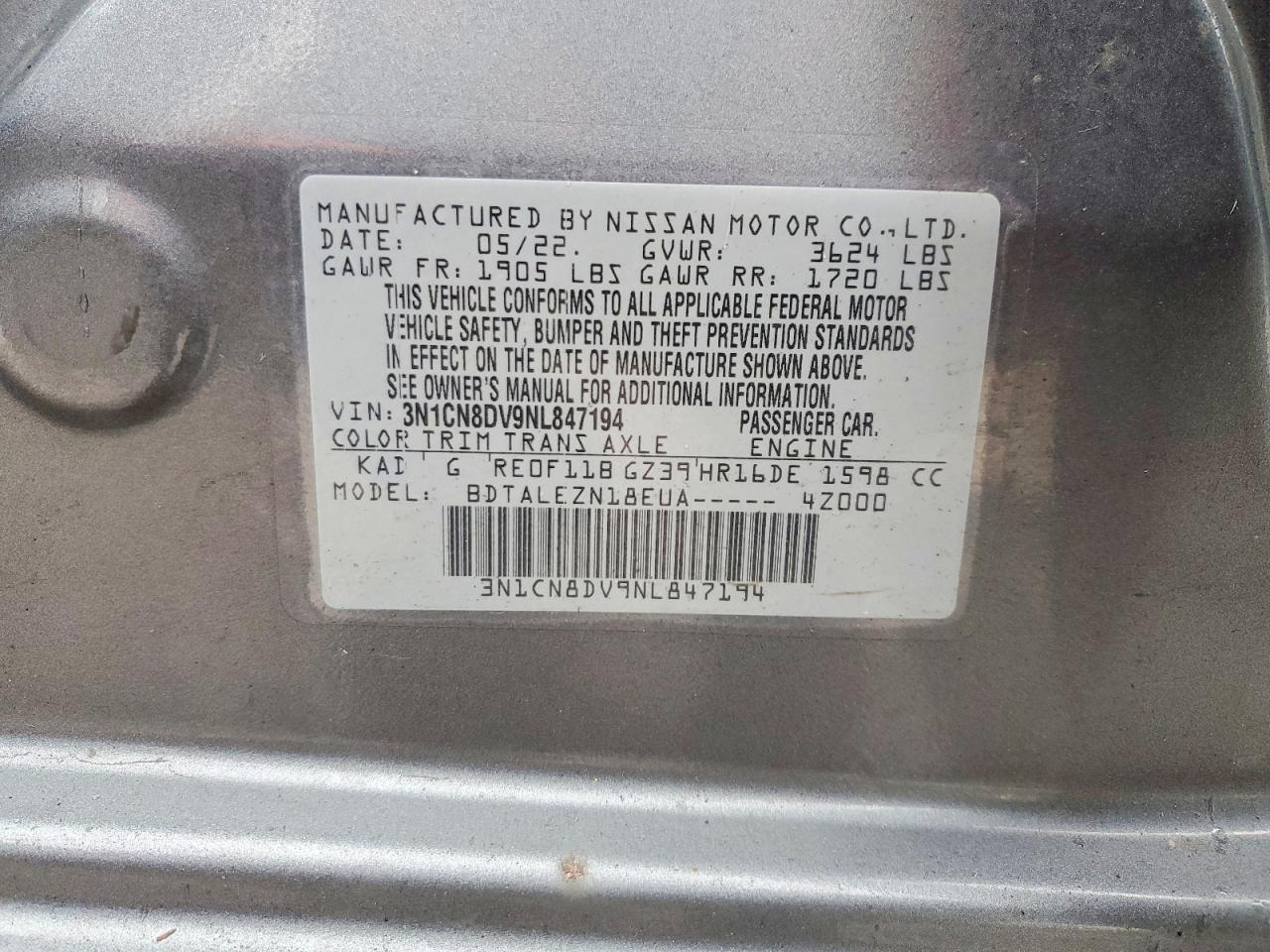 2022 NISSAN VERSA