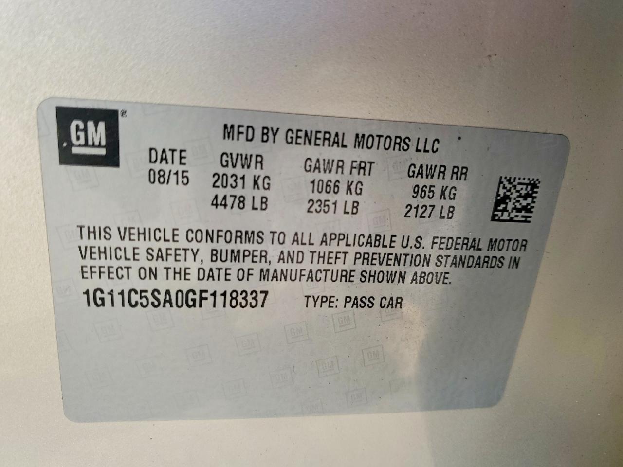 2016 CHEVROLET MALIBU