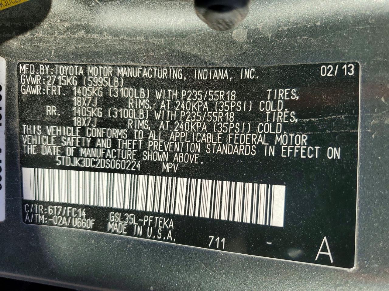 2013 TOYOTA SIENNA